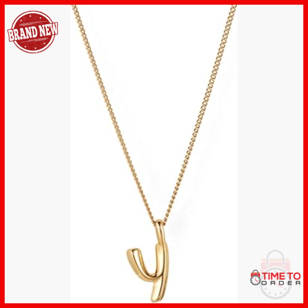 Adjustable Monogram Pendant Necklace With Lobster Clasp, Gold Plated Steel